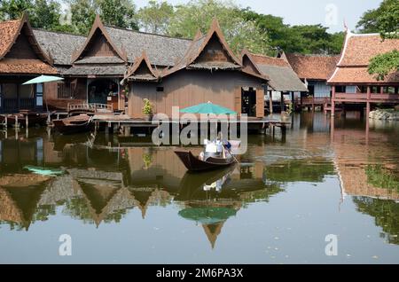 Schwimmender Markt, antiker Siam Park, Samut Prakan, Bangkok Stockfoto