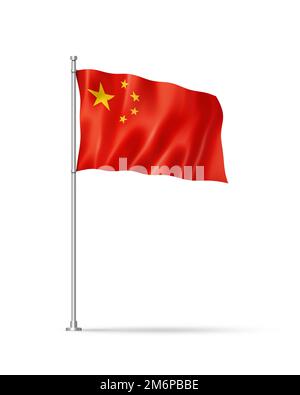 Chinesische Flagge isoliert auf Weiß Stockfoto