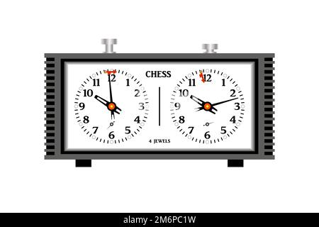 Schachuhr, typische analoge Schachuhr-Vektordarstellung Stock Vektor