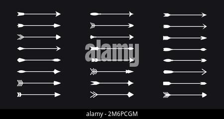 Satz Pfeile auf schwarzem Hintergrund, Vektordarstellung Stock Vektor