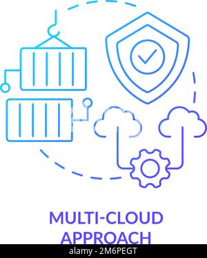 Konzept für den blauen Farbverlauf für den Multi-Cloud-Ansatz Stock Vektor