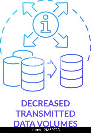 Verringerte übertragene Datenmengen blaues Gradientensymbol Stock Vektor
