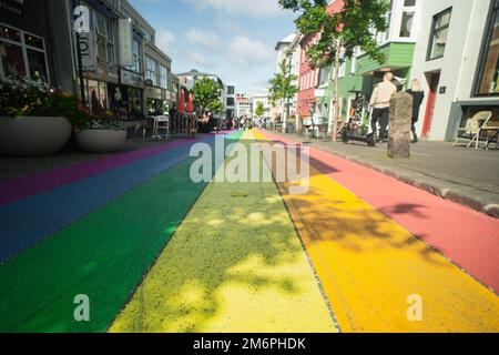 Rainbow Road in Reykjavik, Island Stockfoto