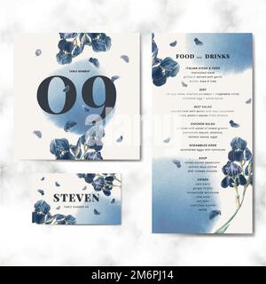 Blumenhochzeit Einladungskarte Set Vektor Stock Vektor