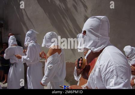 Guardia Sanframondi (BN) Kampanien - Siebenjährige Rituale - alle sieben Jahre werden die traditionellen siebenjährigen Rituale der Buße zu Ehren der Jungfrau abgehalten Stockfoto