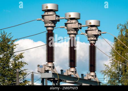Angeschlossene Geräte oder Switches - Komponenten der Isolator Stockfoto