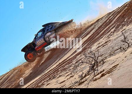 204 PETERHANSEL Stéphane (Fra), BOULANGER Edouard (Fra), Team Audi Sport, Audi RS Q e-tron E2, Auto, Action während der Stufe 5 des Dakar 2023 rund um Hail, am 5. Januar 2023 in Haika, Saudi-Arabien - Photo Gigi Soldano / DPPI Stockfoto