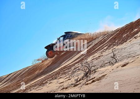 204 PETERHANSEL Stéphane (Fra), BOULANGER Edouard (Fra), Team Audi Sport, Audi RS Q e-tron E2, Auto, Action während der Stufe 5 des Dakar 2023 rund um Hail, am 5. Januar 2023 in Haika, Saudi-Arabien - Photo Gigi Soldano / DPPI Stockfoto