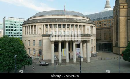 Zentrale Bibliothek von Manchester von oben - Reisefotografie Stockfoto