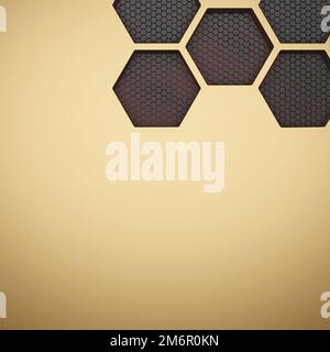 Futuristisch Gold sechseckigen Textur Hintergrund. 3D Rendern Stockfoto