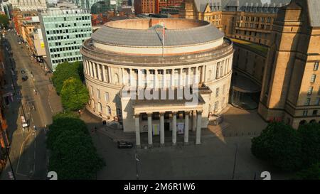 Zentrale Bibliothek von Manchester von oben - Reisefotografie Stockfoto