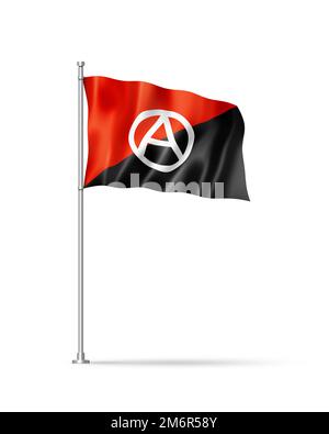 Anarchie Flagge isoliert auf weiß Stockfoto