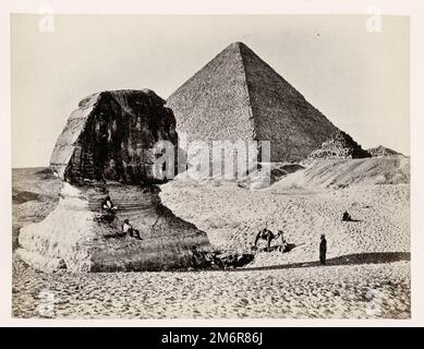 Oldtimer-Foto aus dem 19. Jahrhundert: Sphinx und große Pyramide, Ägypten, Francis Bedford aus den 1860er Jahren. Stockfoto