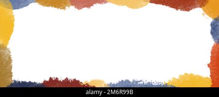 Handbemalter Bannerhintergrund in Aquarellblau und Gelb, kontrastfarbene Herbstfarbe mit leerem Raum Stockfoto