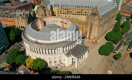 Zentrale Bibliothek von Manchester von oben - Reisefotografie Stockfoto