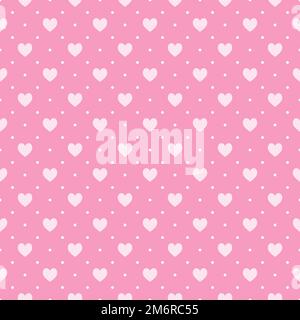 Nahtloses Herzmuster. Wiederkehrender Vektordruck in Herzform. Pinke Herzen Hintergrund im Polka-Stil. Stock Vektor