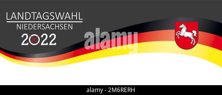 Dunkelweiße Kopfzeile Deutsche Flagge Landtagswahl Niedersachsen 2022 Stockfoto