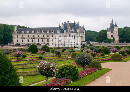 Das Chateau de Chenonceau ist ein französisches Chteau am Fluss Cher, in der Nähe des kleinen Dorfes Chenonceaux in Indre-et-Loire Stockfoto