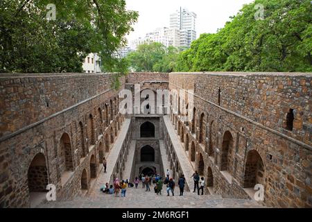 Agrasen ki Baoli Stufenbrunnen, Neu-Delhi, Indien Stockfoto