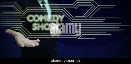 Handgeschriebenes Schild Comedy Show. Ein Wort aus dem lustigen Programm, ein lustiges, amüsantes Medium der Unterhaltung Stockfoto