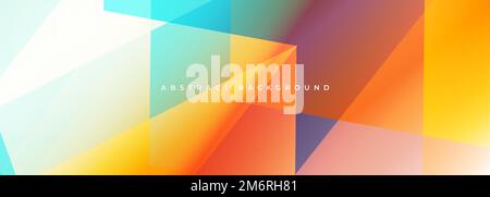 Farbenfrohes, abstraktes, modernes breites Banner mit geometrischen Formen. Farbiger abstrakter Hintergrund. Vektordarstellung. Stock Vektor
