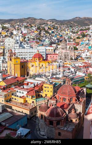 Überblicken Sie das UNESCO-Weltkulturerbe Guanajuato, Mexiko Stockfoto