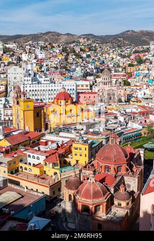 Überblicken Sie das UNESCO-Weltkulturerbe Guanajuato, Mexiko Stockfoto