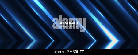 Vector dunkelblau Abstraktes modernes breites Banner mit hellblauen, glänzenden Pfeilen und leuchtendem abstrakten horizontalen Designhintergrund. Vektordarstellung Stock Vektor