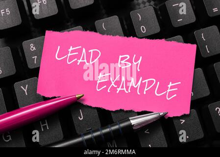 Text, der Inspiration zeigt, mit gutem Beispiel vorangehen. Unternehmensübersicht sei ein Mentor Leader Befolgen Sie die Regeln Geben Sie Beispiele Coach Stockfoto