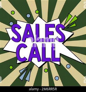 Schreiben mit Anzeige von Text Verkaufsbesuch. Geschäftskonzept ein Telefonanruf eines Vertriebsmitarbeiters eines Unternehmens Stockfoto