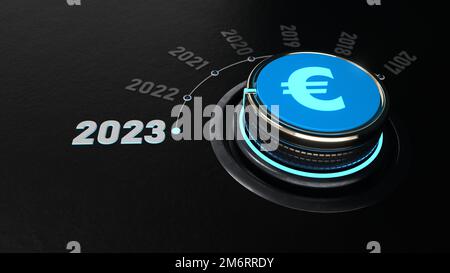 Bedienknopf Euro 2023 Stockfoto