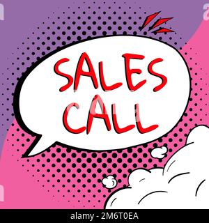 Schreiben mit Anzeige von Text Verkaufsbesuch. Wort, das bei einem Telefonanruf eines Vertriebsmitarbeiters eines Unternehmens geschrieben wurde Stockfoto