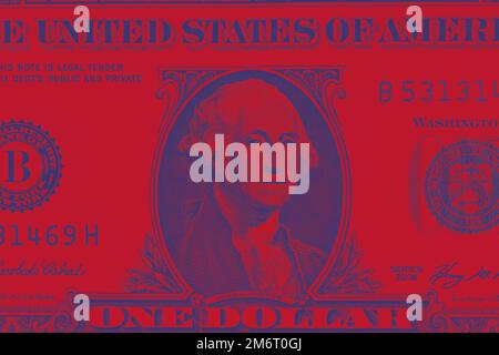 Hintergrund mit zeitgenössischen Kunstwerken mit farbigen Banknoten. Digitaler Texturhintergrund. Trendige Pop-Art-Spaßkultur. Neuronale Netzwerkkunst Stockfoto