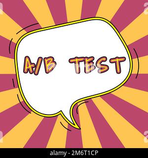 Schreiben, Anzeige von Text A nach B Test. Wort für einfachen kurzen Fragebogen Forschungsexperiment Query Survey Stockfoto