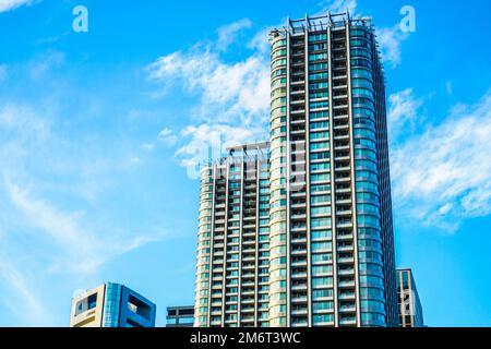 Minato-ku und die Gruppen der Gebäude von Shiodome Stockfoto