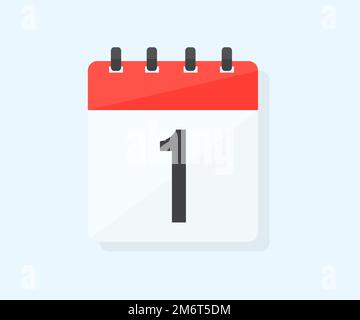 Der erste Tag des Monats mit Datum 1, Tag eins Logo-Design. Kalendersymbol flacher Tag 1. Erinnerungssymbol. Datum des Veranstaltungsplans. Terminplanung. Stock Vektor