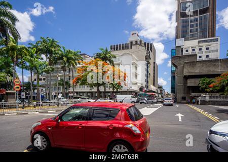 Dezember 2021, Port Louis, Mauritius - Hauptstadt Port Louis, Mauritius ist ein wichtiges Geschäfts- und Offshore-Finanzzentrum Stockfoto