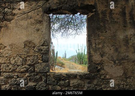 Ruinen der alten Balashi Goldmine, Aruba Stockfoto