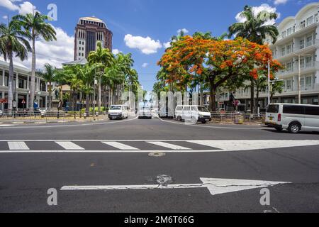 Dezember 2021, Port Louis, Mauritius - Hauptstadt Port Louis, Mauritius ist ein wichtiges Geschäfts- und Offshore-Finanzzentrum Stockfoto