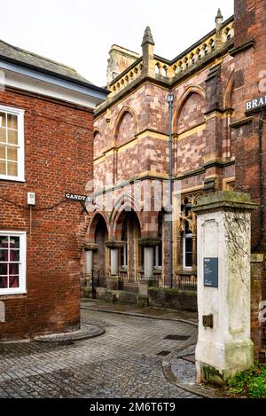 Die Kreuzung von Upper Paul Street, Gandy Street und Bradninch Place in Exeter, Devon, Großbritannien. Stockfoto