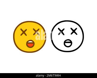 Kill Face Emoticon im Doodle-Stil isoliert auf weißem Hintergrund Stockfoto