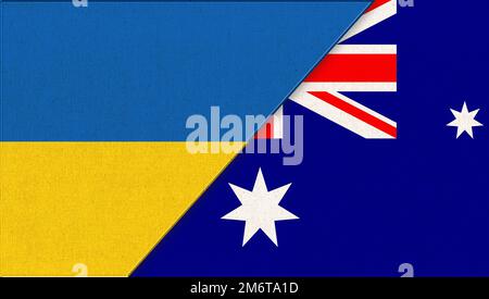 Ukrainische und australische Flagge – Abbildung 3D Stockfoto
