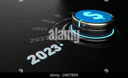 Kontrollknopf 2023 Dollar Stockfoto