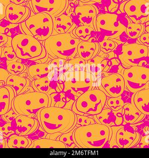 Feld mit dem süßen orangefarbenen Halloween-Kürbis-Muster Stock Vektor