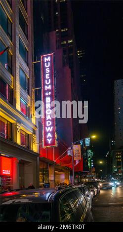 Neonschild des Museum of Broadway in Manhattan New York City Stockfoto