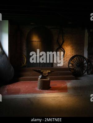 Der historische Ehebruch der Smithy in der Gretna Green Forge Stockfoto