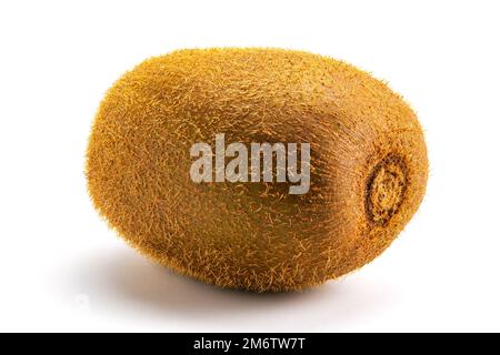 Einzelne frische, reife, köstliche Kiwis, isoliert auf weißem Hintergrund. Stockfoto