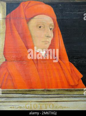 Ein Porträt des italienischen Rensissance Florentiner Schulmalers Giotto Di Bondone. Foto https://commons.wikimedia.org/w/index.php?curid=18906563 Stockfoto