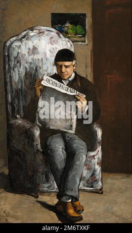 Der Vater des Künstlers, der "L'événement" liest, gemalt vom französischen Impressionisten Paul Cézanne im Jahr 1866, Stockfoto