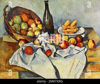 Der Korb mit Äpfeln, der 1890 vom französischen Impressionisten Paul Cézanne gemalt wurde Stockfoto